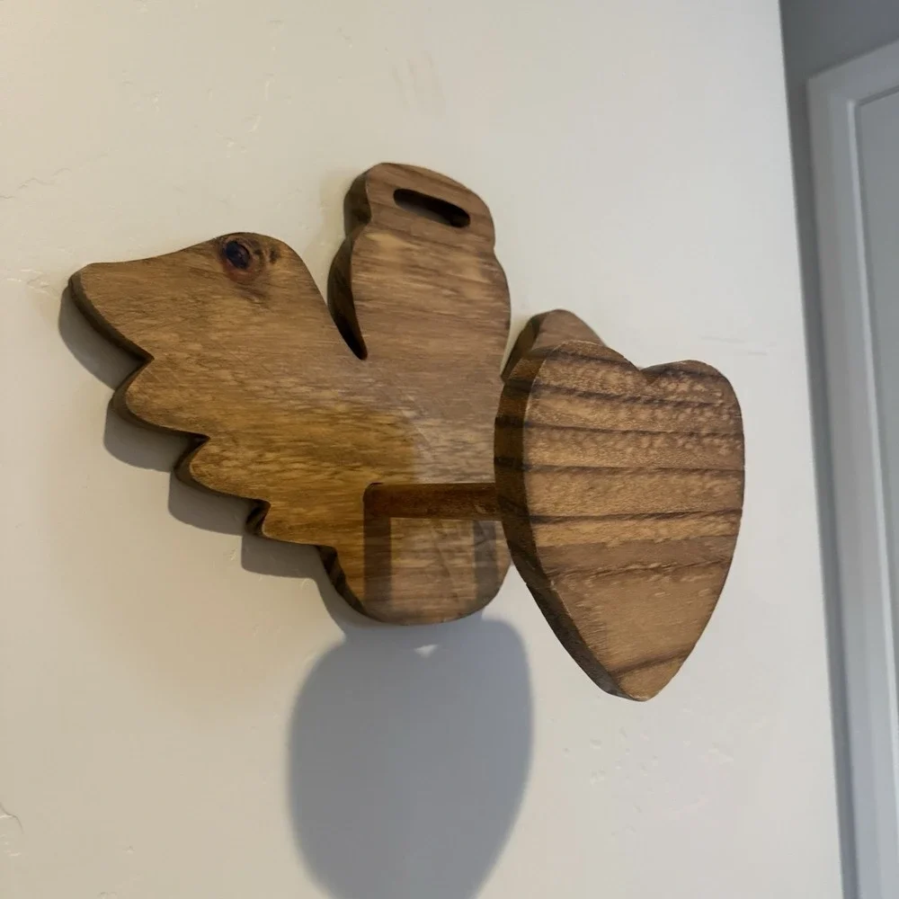 Vintage Oak Wooden Heart And Angel Wall Mounted Cottagecore Quilt Holder